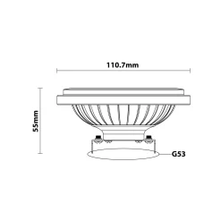 Noxion LED Spot G53 AR111 7.4W 450lm 24D - 930 Varm Vit | Bästa Färgåtergivning - Dimbar - Ersättare 50W