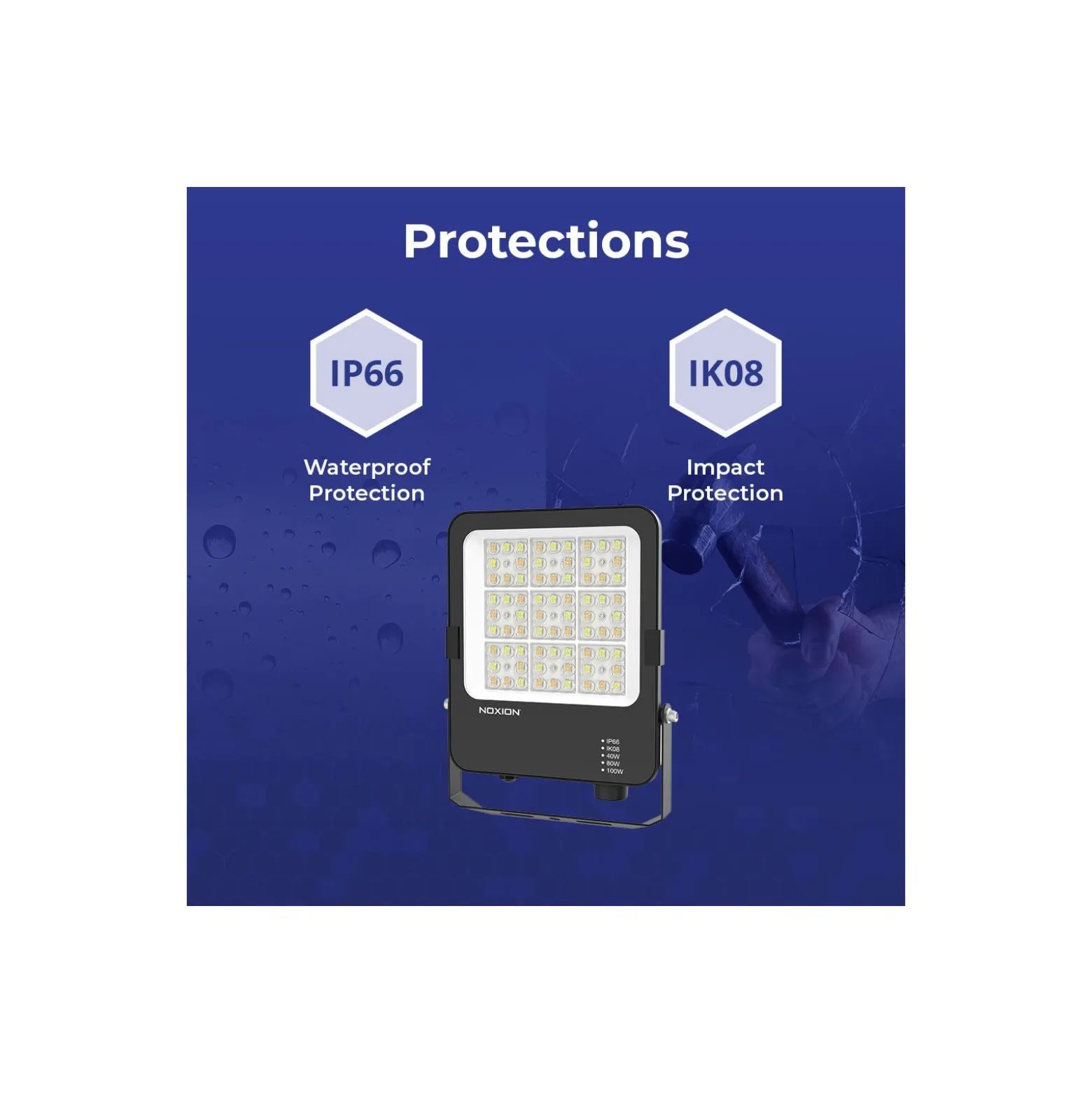 Noxion LED Strålkastare Beam V2.0 80W 11200lm 90D - 830-840-865 CCT | IP66 - Asymmetrisk Type II