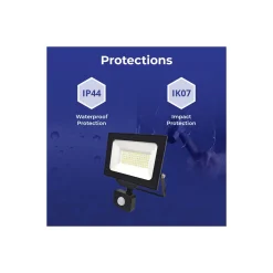 Noxion LED Strålkastare Beamy G3.1 Svart 30W 3300lm 110D - 840 Kallvit | IP44 - Rörelse- och Ljussensor - Symmetrisk