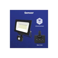 Noxion LED Strålkastare Beamy G3 50W 5500lm 110D - 830 Varm Vit | IP44 - Rörelse- och Ljussensor - Symmetrisk