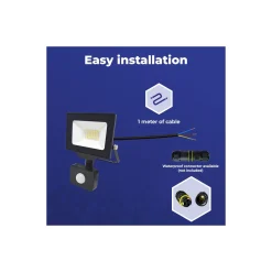 Noxion LED Strålkastare Beamy G3.1 Svart 20W 2200lm 100D - 830 Varm Vit | IP44 - Rörelse- och Ljussensor - Symmetrisk