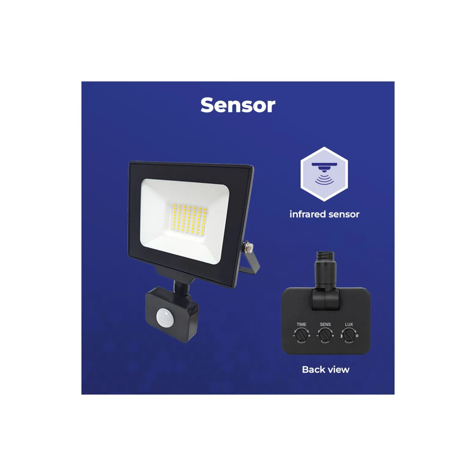 Noxion LED Strålkastare Beamy G3.1 Svart 20W 2200lm 100D - 840 Kallvit | IP44 - Rörelse- och Ljussensor - Symmetrisk