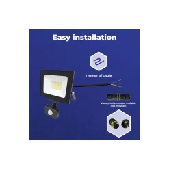 Noxion LED Strålkastare Beamy G3.1 Svart 20W 2200lm 100D - 840 Kallvit | IP44 - Rörelse- och Ljussensor - Symmetrisk