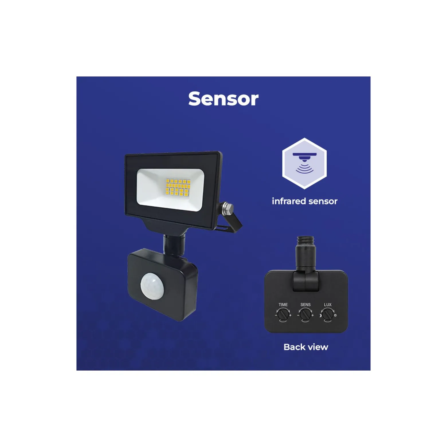 Noxion LED Strålkastare Beamy G3.1 Svart 10W 1100lm 100D - 830 Varm Vit | IP44 - Rörelse- och Ljussensor - Symmetrisk