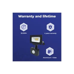 Noxion LED Strålkastare Beamy G3 10W 1100lm 100D - 840 Kallvit | IP44 - Rörelse- och Ljussensor - Symmetrisk