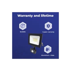 Noxion LED Strålkastare Beamy G3.1 Svart 30W 3300lm 110D - 830 Varm Vit | IP44 - Rörelse- och Ljussensor - Symmetrisk