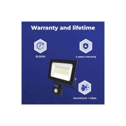 Noxion LED Strålkastare Beamy G3 50W 5500lm 110D - 840 Kallvit | IP44 - Rörelse- och Ljussensor - Symmetrisk