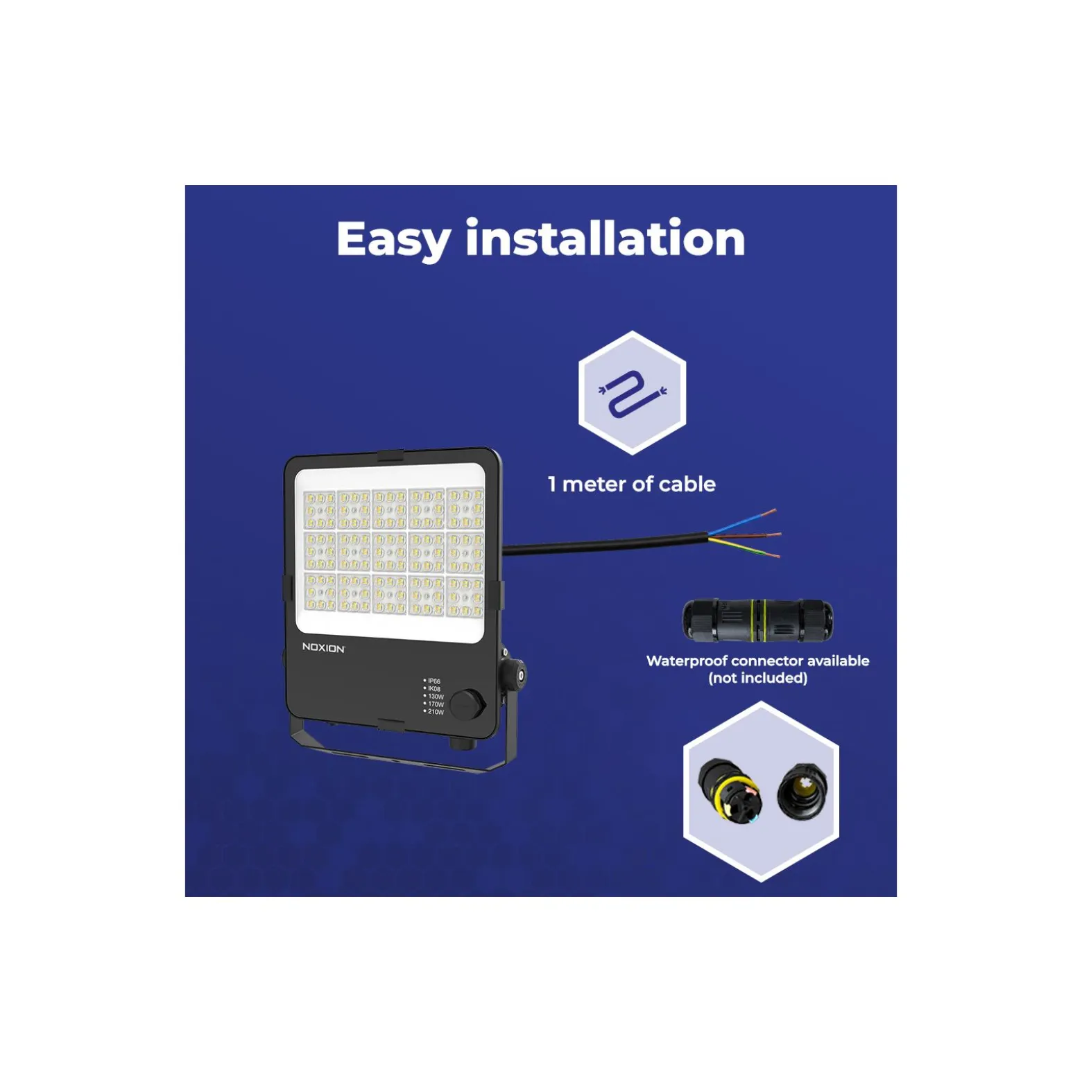 Noxion LED Strålkastare ProBeam V2.0 130W 18200lm 60D - 830-840-865 CCT | IP66 - Symmetrisk