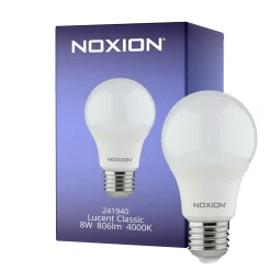 Noxion Lucent Classic LED E27 Päron Matt 8W 806lm - 840 Kallvit | Ersättare 60W