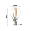 Noxion Lucent LED E14 boll Filament Klar 2.5W 250lm - 827 Extra Varm Vit | Ersättare 25W