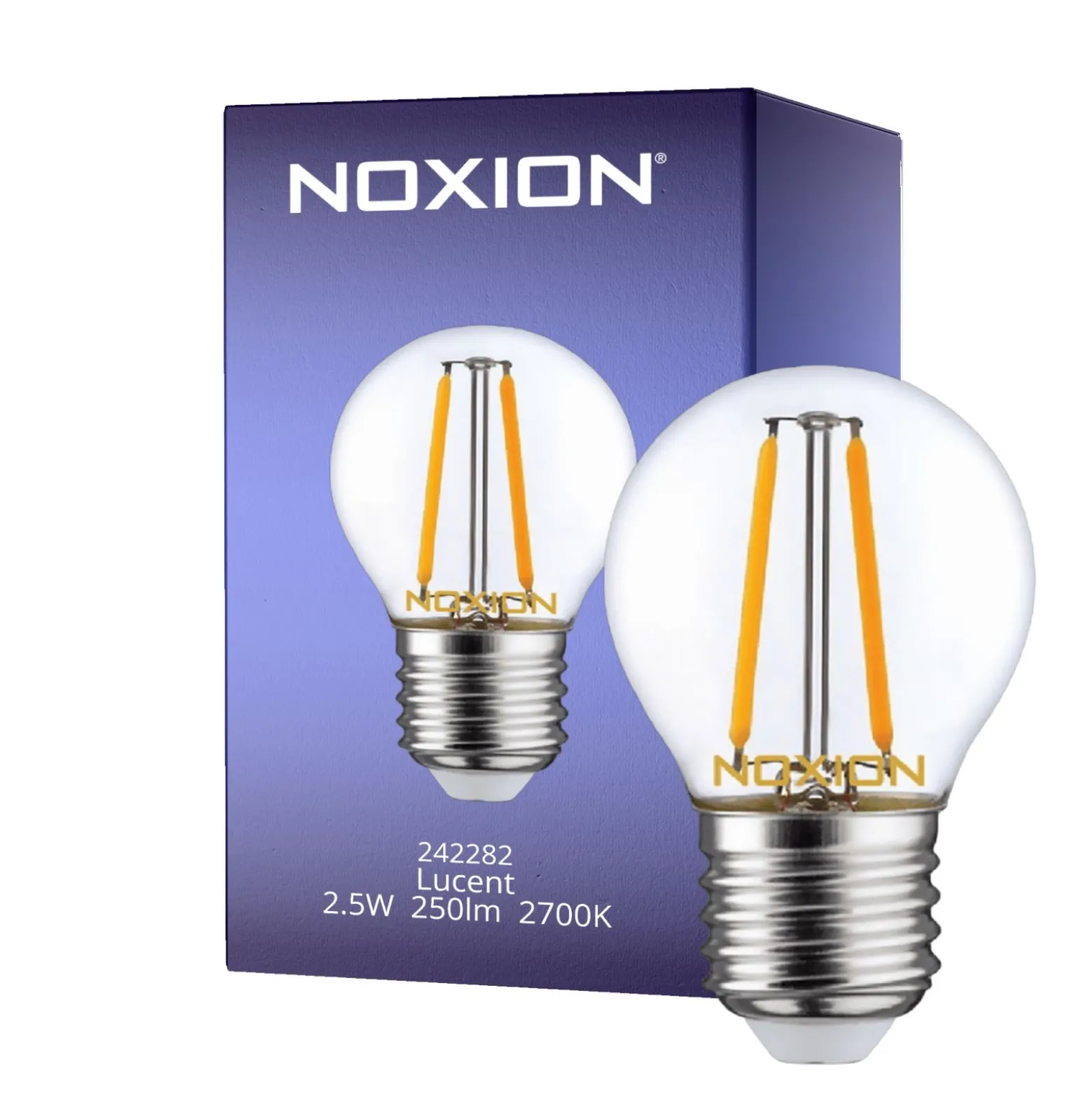 Noxion Lucent LED E27 Boll Filament Klar 2.5W 250lm - 827 Extra Varm Vit | Dimbar - Ersättare 25W