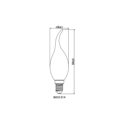 Noxion Lucent LED E14 Bøyd spiss Kronljus Filament Klar 2.5W 250lm - 827 Extra Varm Vit | Ersättare 25W