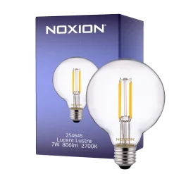 Noxion Lucent LED E27 Globe Filament Klar 7W 806lm - 827 Varm Vit | Ersättare 60W