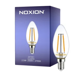 Noxion Lucent LED E14 Kronljus Filament Klar 2.5W 250lm - 827 Extra Varm Vit | Ersättare 25W