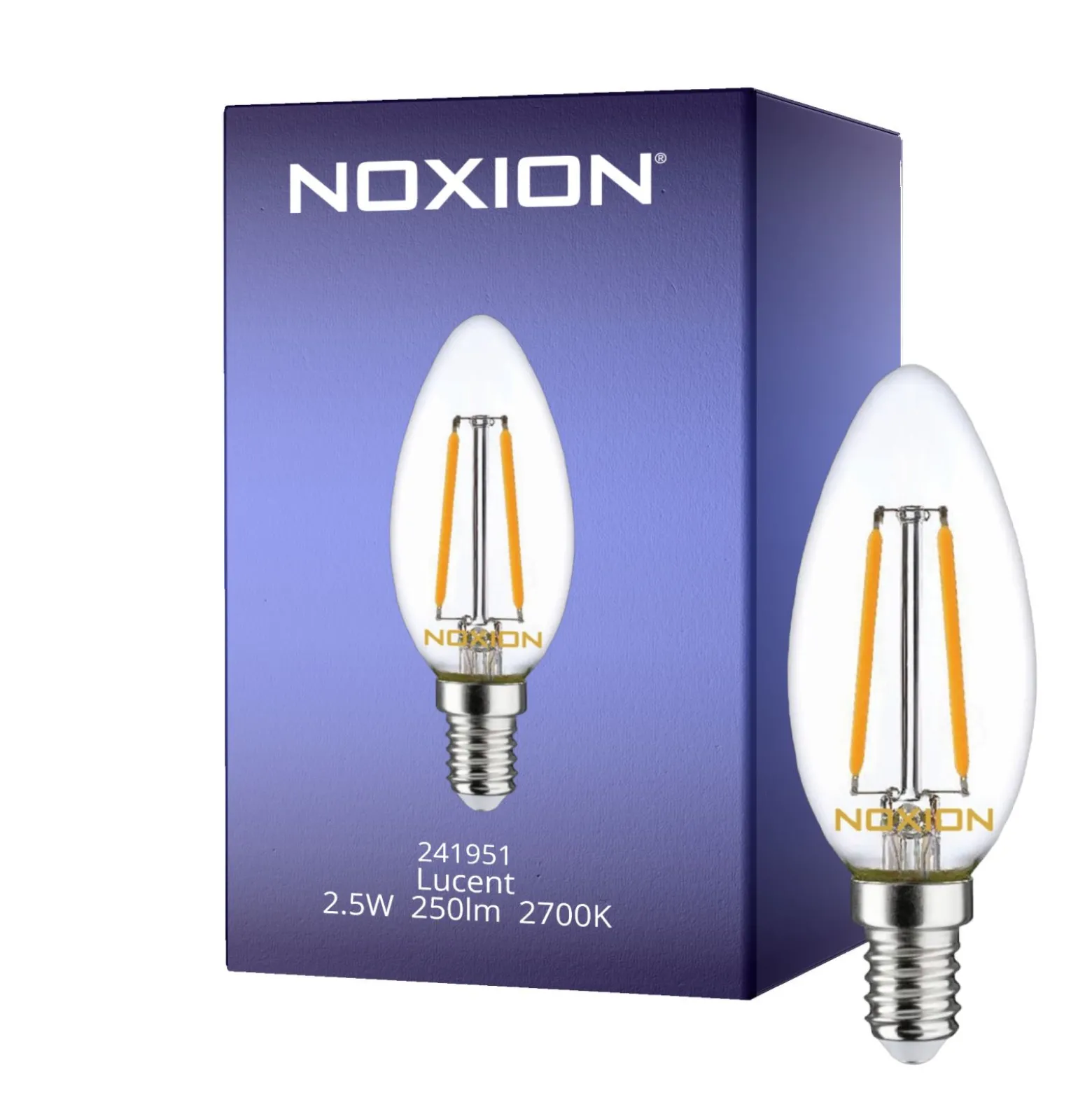 Noxion Lucent LED E14 Kronljus Filament Klar 2.5W 250lm - 827 Extra Varm Vit | Ersättare 25W