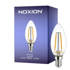 Noxion Lucent LED E14 Kronljus Filament Klar 2.5W 250lm - 827 Extra Varm Vit | Dimbar - Ersättare 25W