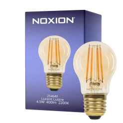 Noxion Lucent Lustre LED E27 Filament Ambar 4.5W 400lm - 822 Extra Varm Vit | Dimbar - Ersättare 35W