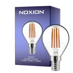 Noxion Lucent Lyster LED E14 boll Filament Klar 4.5W 470lm - 827 Extra Varm Vit | Dimbar - Ersättare 40W