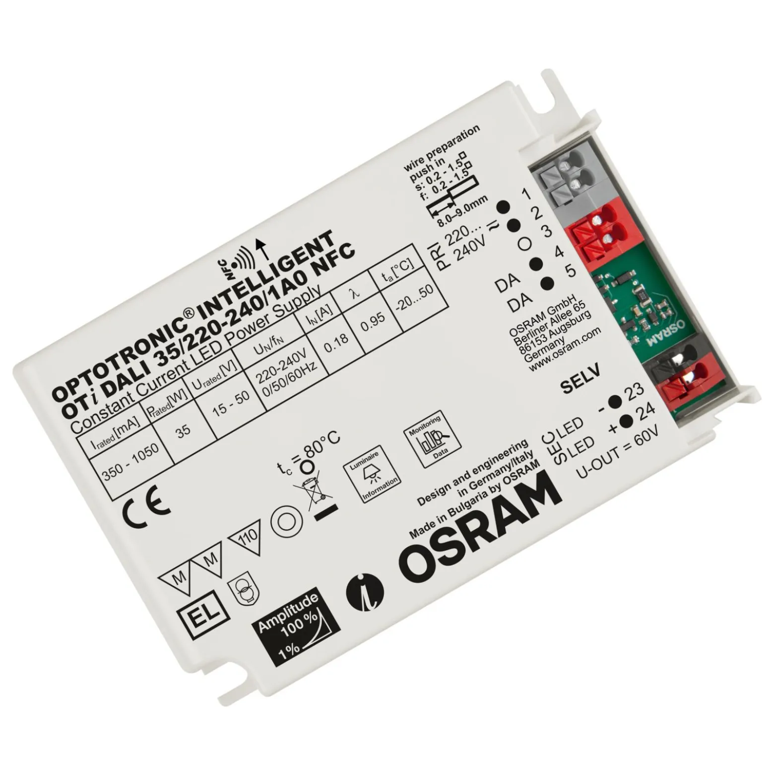 Osram LED Drivdon Optotronic Intelligent Dali Dimbar 1A0 NFC
