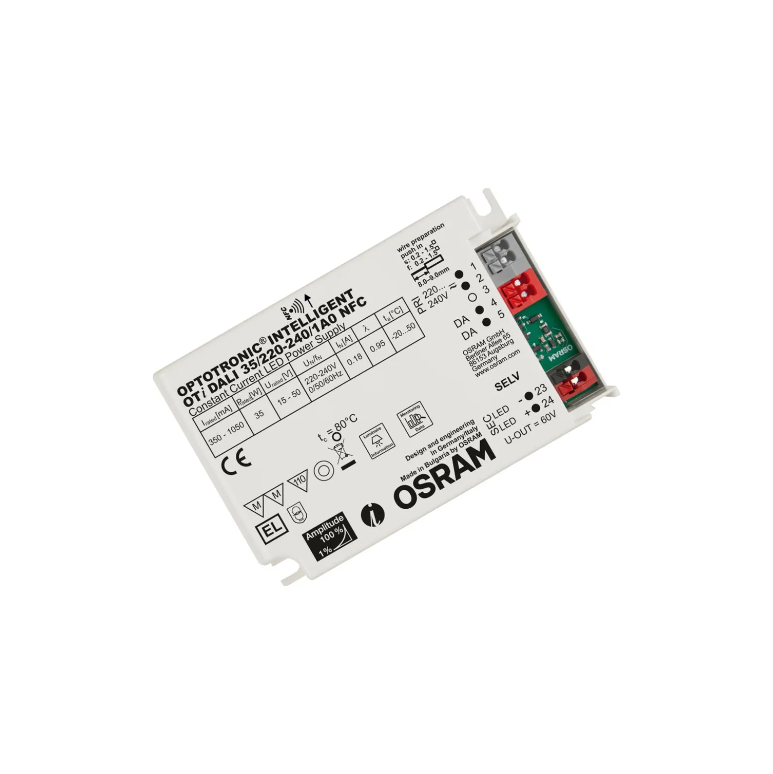 Osram LED Drivdon Optotronic Intelligent Dali Dimbar 1A0 NFC