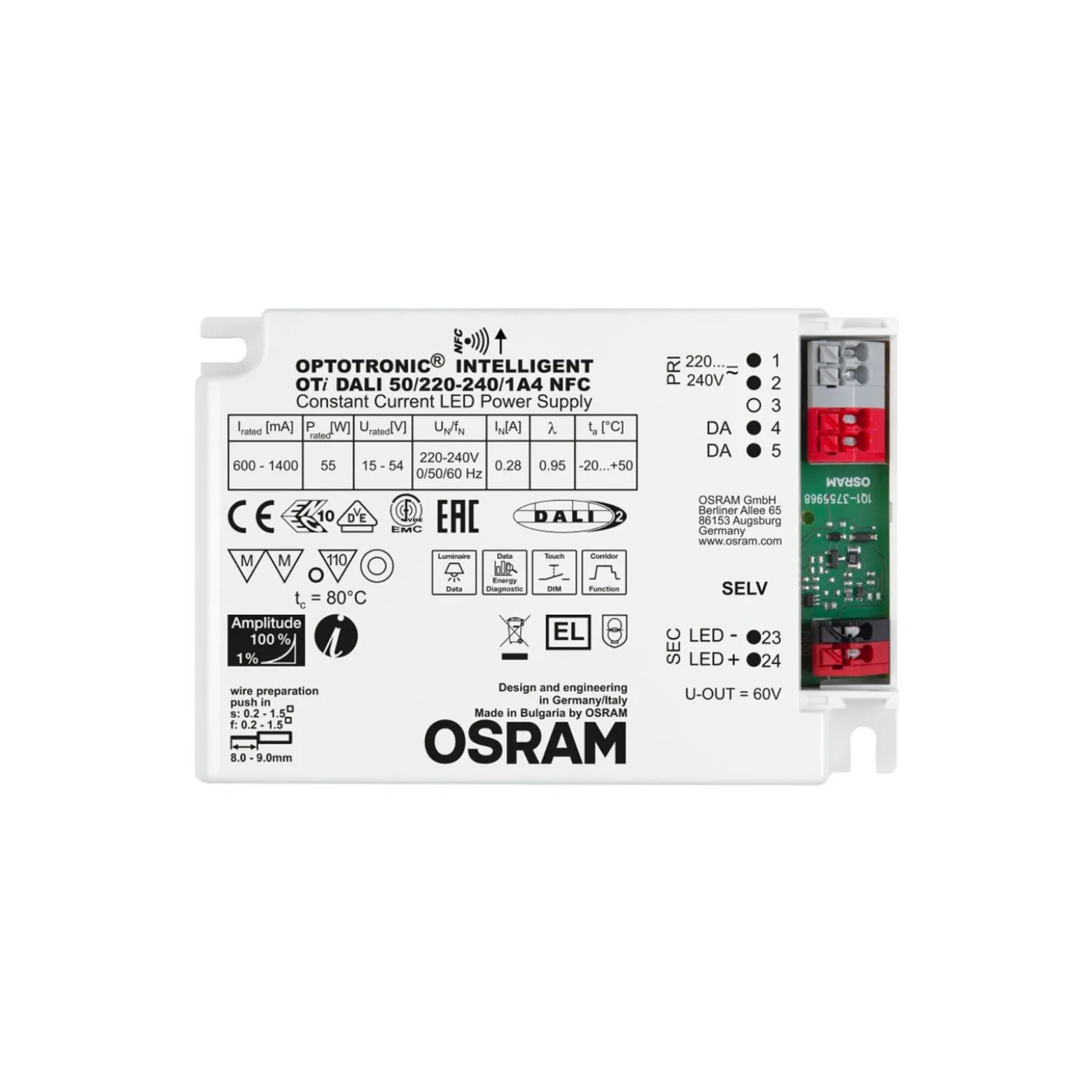 Osram Optotronic Intelligent Dali NFC LED Drivdon 50/220-240/1A4 | Dimbar
