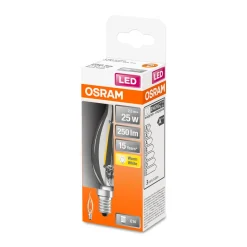 Osram Classic LED E14 Böjd-tip candle Filament Klar 2.5W 250lm - 827 Extra Varm Vit | Ersättare 25W