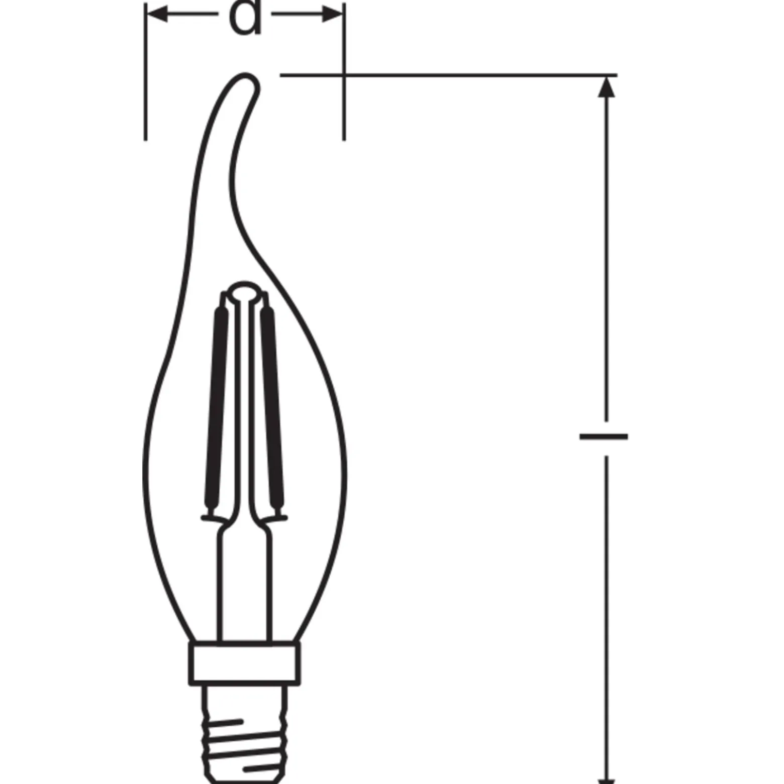Osram Classic LED E14 Böjd-tip candle Filament Klar 2.5W 250lm - 827 Extra Varm Vit | Ersättare 25W