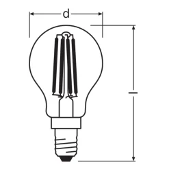 Osram Classic LED E14 Boll Filament Klar 5.9W 806lm - 827 Extra Varm Vit | Dimbar - Ersättare 60W