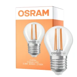 Osram Classic LED E27 Boll Filament Klar 3.8W 806lm - 827 Extra Varm Vit | Ersättare 60W