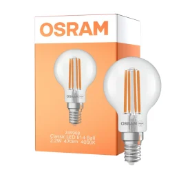 Osram Classic LED E14 Boll Filament Klar 2.2W 470lm - 840 Kallvit | Ersättare 40W