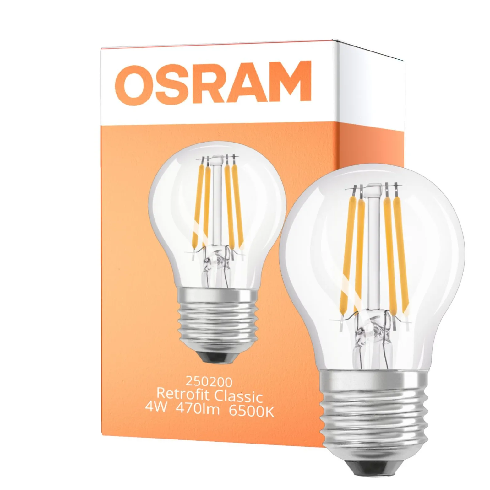 Osram Classic LED E27 Boll Filament Klar 4W 470lm - 865 Dagsljus | Ersättare 40W