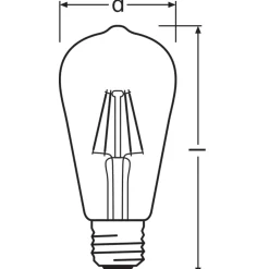 Osram Classic LED E27 Edison Filament Klar 6.5W 806lm - 827 Extra Varm Vit | Ersättare 60W