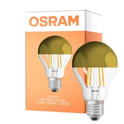 Osram Classic LED E27 Päron Filament Mirror Guld 6.5W 650lm - 827 Extra Varm Vit | Ersättare 50W
