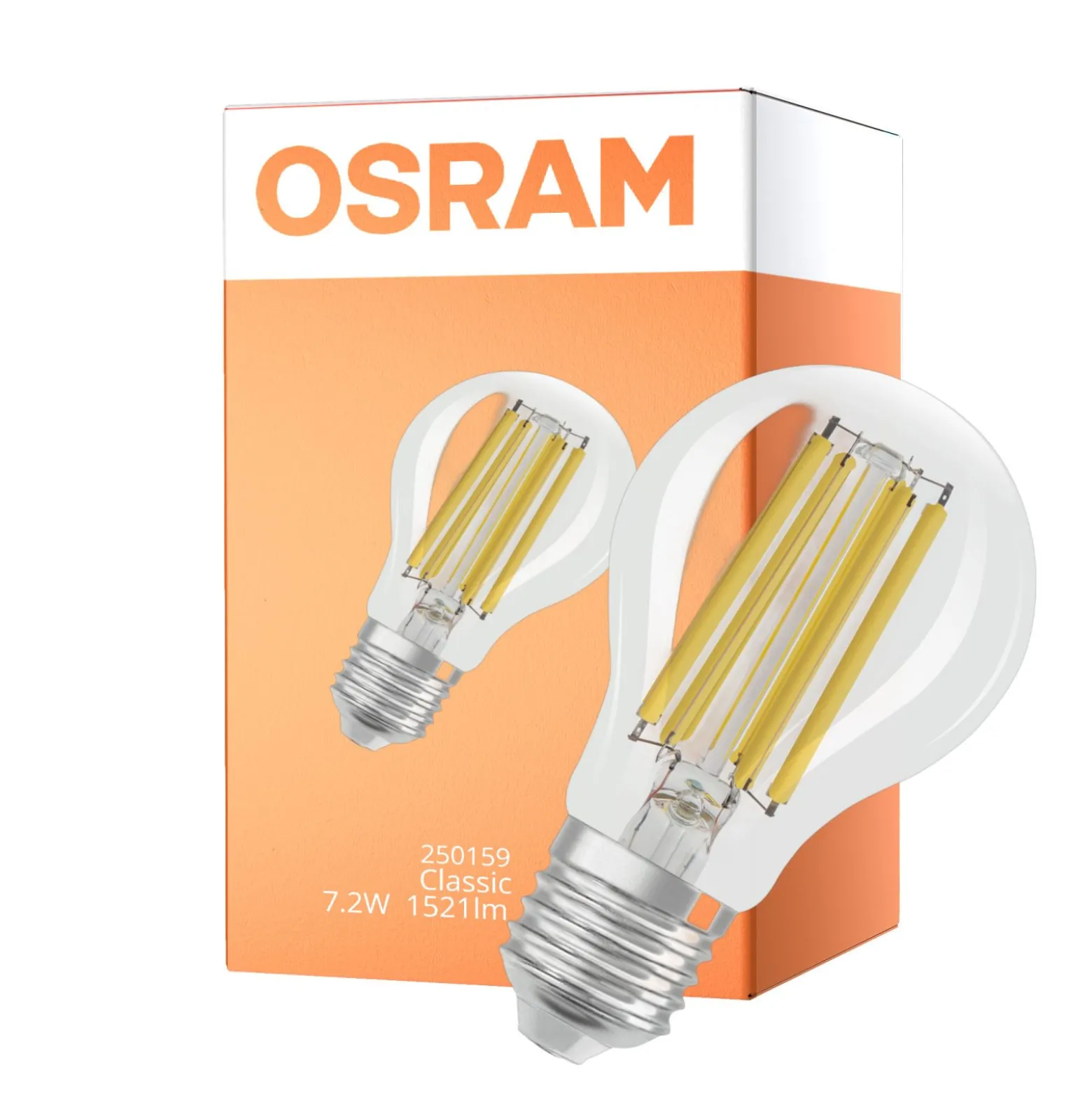 Osram Classic LED E27 Päron Filament Klar 7.2W 1521lm Ultra Efficiency - 840 Kallvit | Ersättare 100W