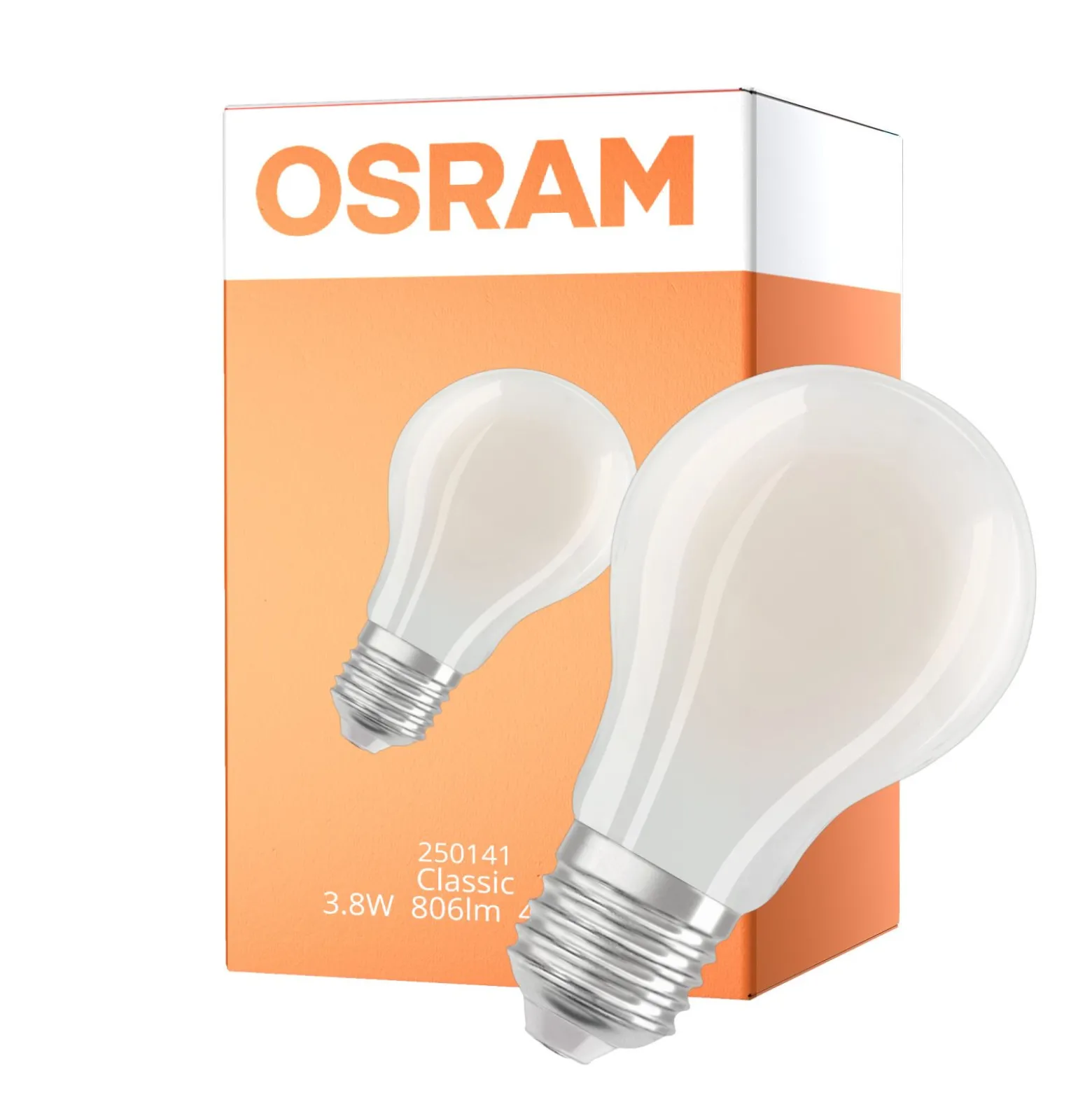 Osram Classic LED E27 Päron Filament Matt 3.8W 806lm Ultra Efficiency - 840 Kallvit | Ersättare 60W