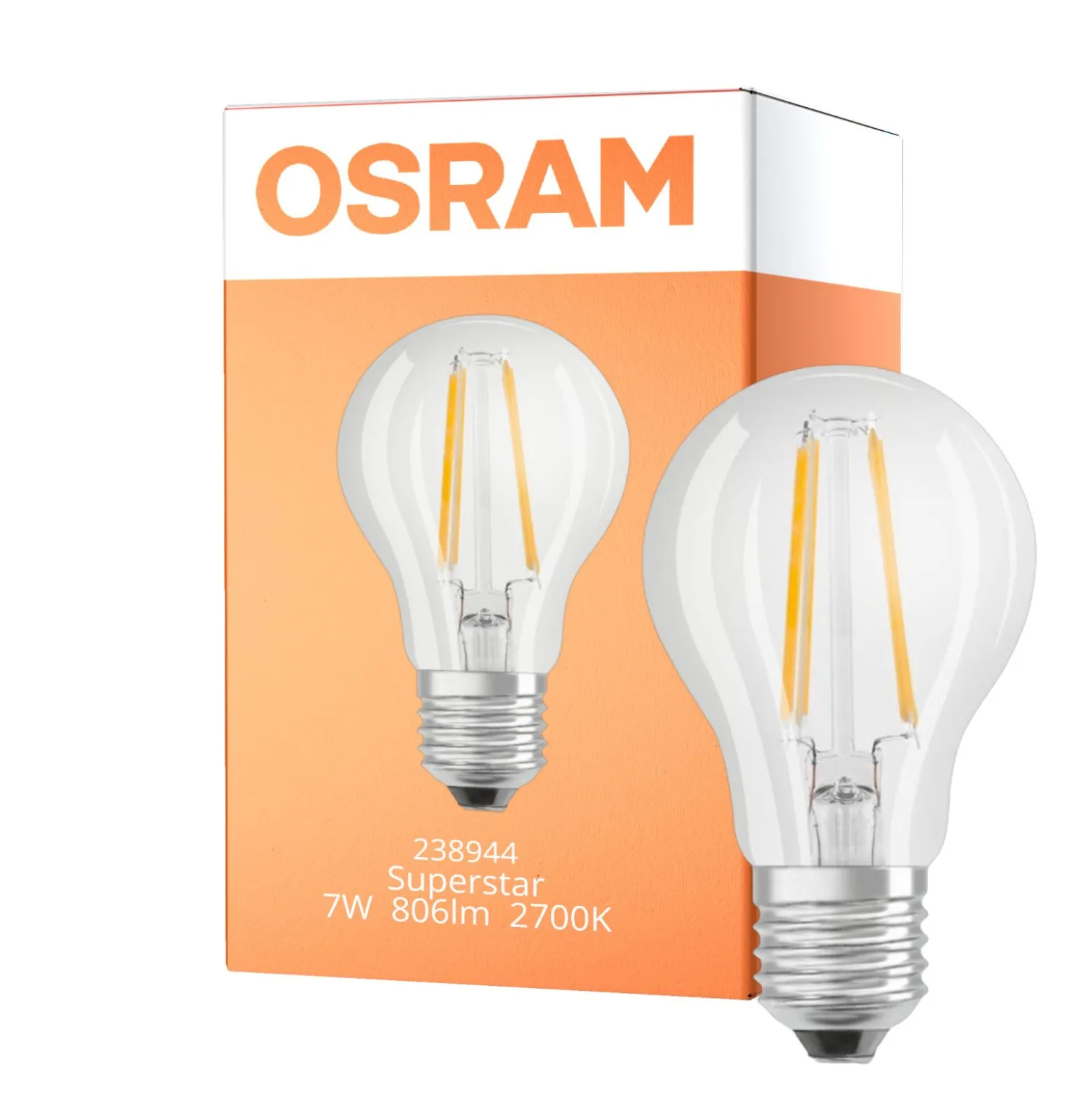 Osram Classic LED E27 Päron Filament Klar Relax and Active 7W 806lm - 827 Extra Varm Vit | Ersättare 60W