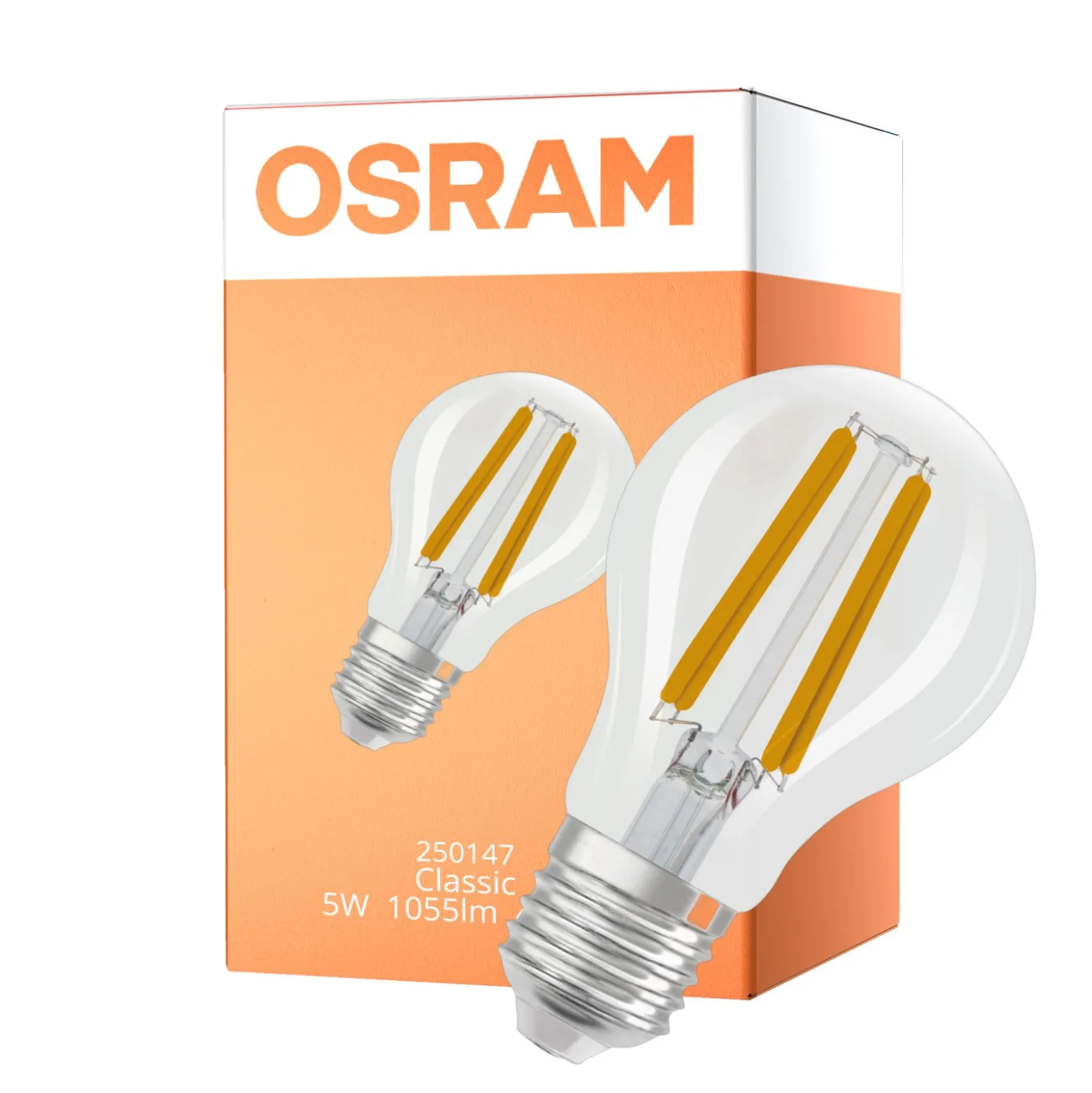Osram Classic LED E27 Päron Filament Klar 5W 1055lm Ultra Efficiency - 840 Kallvit | Ersättare 75W