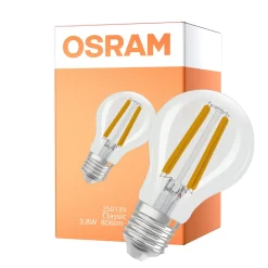 Osram Classic LED E27 Päron Filament Klar 3.8W 806lm Ultra Efficiency - 840 Kallvit | Ersättare 60W