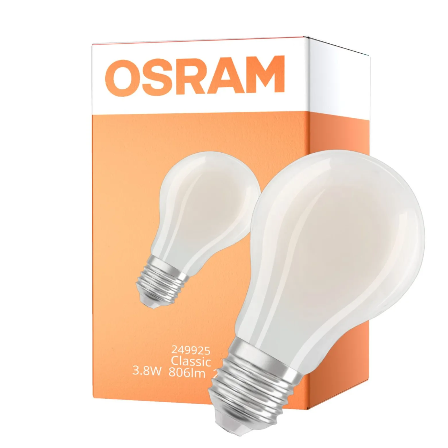Osram Classic LED E27 Päron Filament Matt 3.8W 806lm - 827 Extra Varm Vit | Dimbar - Ersättare 60W
