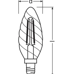Osram Classic LED E14 Vriden candle Filament Klar 2.5W 250lm - 827 Extra Varm Vit | Ersättare 25W