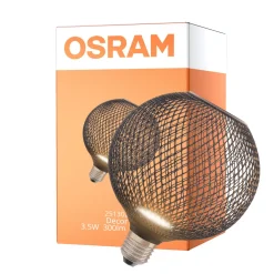 Osram Decor Platt Lamp In Metall Armatur LED E27 Globe Matt Svart 3.5W 300lm - 827 Extra Varm Vit | Ersättare 25W