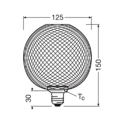 Osram Decor Platt Lamp In Metall Armatur LED E27 Globe Matt Svart 3.5W 300lm - 827 Extra Varm Vit | Ersättare 25W