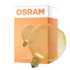 Osram Decor Platt Lamp In Metall Armatur LED E27 Globe Matt Guld 3.5W 300lm - 827 Extra Varm Vit | Ersättare 25W