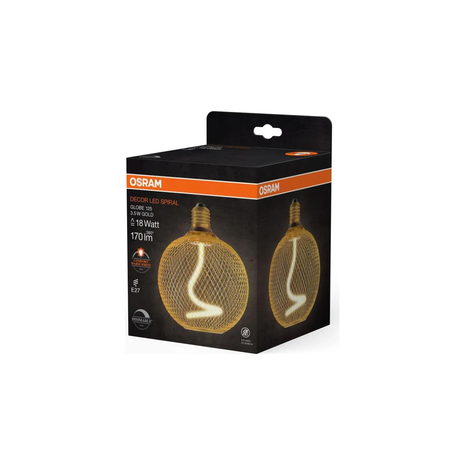 Osram Decor Spiral E27 Globe Filament Guld 3.5W 170lm - 818 Extra Varm Vit | Dimbar - Ersättare 15W