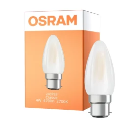 Osram LED B22D Kronljus Filament Matt 4W 470lm - 827 Extra Varm Vit | Ersättare 40W