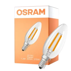 Osram LED Classic E14 Kronljus Filament Klar 1.2W 255lm - 827 Extra Varm Vit | Ersättare 25W