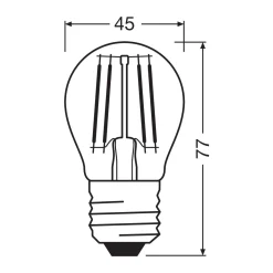 Osram LED Classic LED E27 Päron Filament Klar 1.2W 255lm - 840 Kallvit | Ersättare 25W