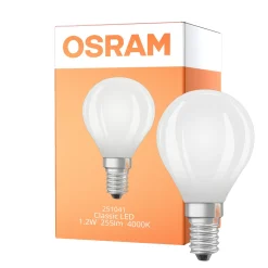 Osram LED Classic LED E14 Päron Filament Matt 1.2W 255lm - 840 Kallvit | Ersättare 25W