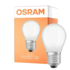 Osram LED Classic LED E27 Päron Filament Matt 1.2W 255lm - 827 Extra Varm Vit | Ersättare 25W
