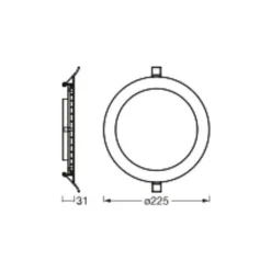 Osram LED Downlight Recess Slim Vit 22W 2000lm 110D - 830 Varm Vit | Utskärning 200mm - IP20
